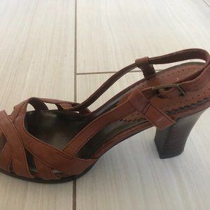 heeled leather sandals
